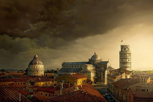 Wirkt mehr wie ein Gemälde, ist aber tatsächlich ein Foto (wenngleich nicht so, wie es einst aus der Digitalkamera kam): „Pisa Tower, ...