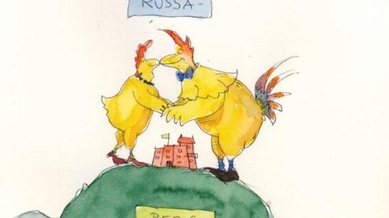 Cartoon für Küssaberg: Peter Gaymanns tierisches entschuldingungsschreiben zur aktuellen Ausstellung im Alten Museum in Rheinheim. Bild: ...