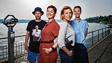 Regisseur Christoph Ischinger, Maria Wördemann (Rolle: Chiara Locatelli), Franziska Weisz (Rolle: Doro Beitinger) und Produzentin ...
