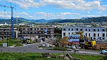 Das Neubaugebiet Leimet III in Bad Säckingen – im Hintergrund das Sisslerfeld in der Schweiz. Vor allem die chemische Industrie wird ...