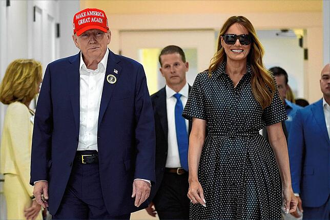 Donald Trump und seine Frau Melania nach der Stimmabgabe in Palm Beach.
