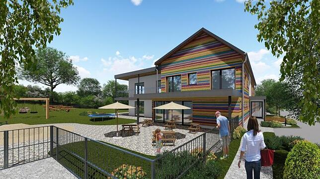 Wie in dieser Animationsgrafik soll das Familienzentrum Sonnenschein in Pfullendorf aussehen. Mit dem gestrigen Spatenstich begannen die ...