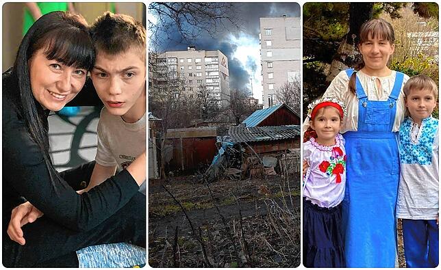 Olena Stepura (links mit ihrem Sohn, den sie zurücklassen musste) und Oksana Kravtsova mit ihren beiden Kindern haben in Murg am ...