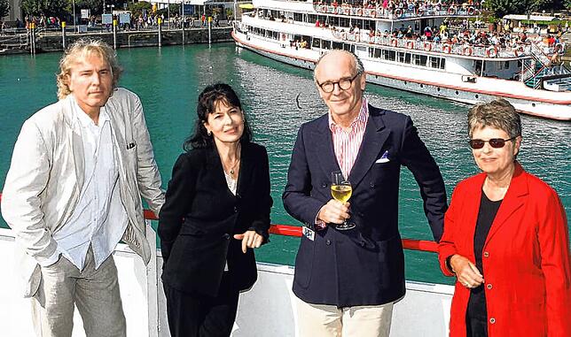 Bei der LiteraTour im Jahr 2011. Monika Helfer (Zweite von links) zusammen mit Rolf Lapper (von links) Martin Mosebach und Beatrice von ...