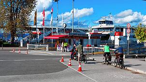 Das Fährschiff Richmond (ganz links) ist seit Mitte August 2025 erneut nicht fahrbereit. Das Ersatzteil, das erst im Juli für ein ...