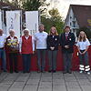Bernhard Volk (v.l.) freut sich mit Sven Hänsel über die Ehrungen von Gerda Maier, Christine Schönenberger, Roger Breymayer, Kim Schön ...