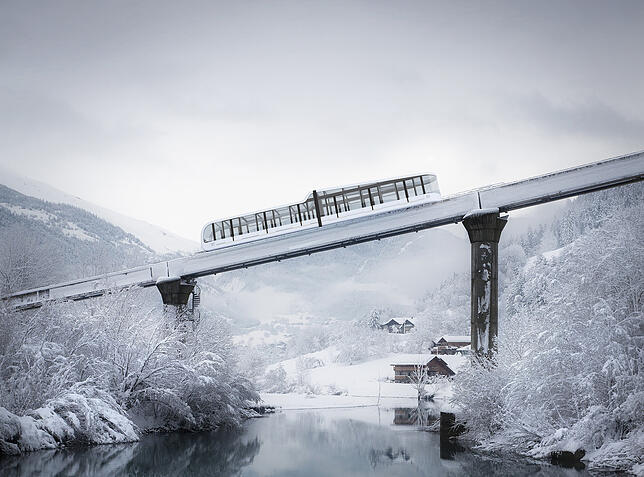 Die Standseilbahn ins französische Skigebiet Les Arcs wurde runderneuert – die ab Dezember fahrenden neuen Züge sind rundum verglast.