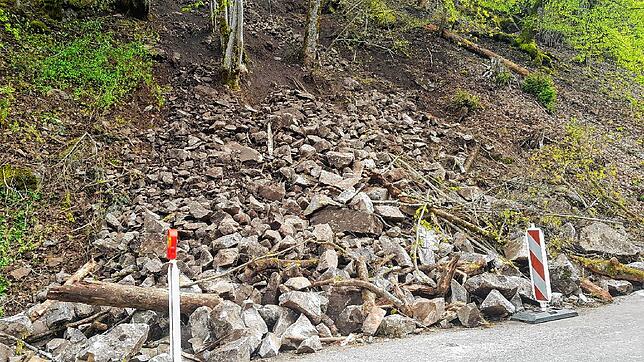 Ein etwa zehn Kubikmeter großer Felsen stürzte am Samstag, 29. April, auf die L157 im Schlüchttal. Es war bereits der zweite an diesem Tag.