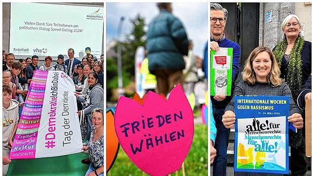 Der Tag der Demokratie (links), das Friedenfest am 8. Mai und der Internationalen Wochen gegen Rassismus: All diese Veranstaltungen ...