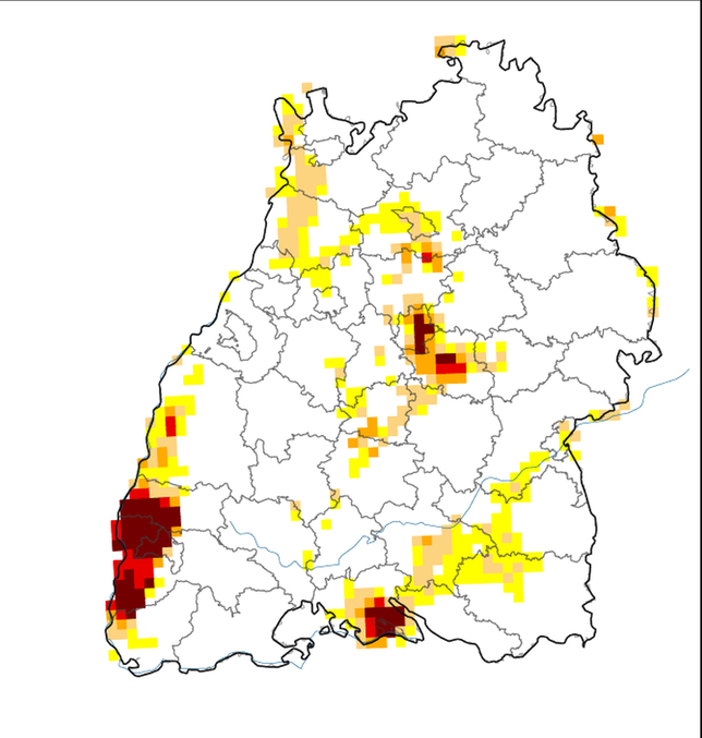Der Dürremonitor am 30. April zeigt außergewöhnliche Dürre (rot) in der Region.