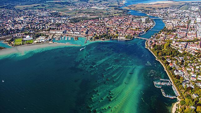 Ein Blick aus der Luft auf den Konstanzer Trichter. Auf beiden Seiten des Rheins werden Demonstrationen stattfinden, der Schwerpunkt ...