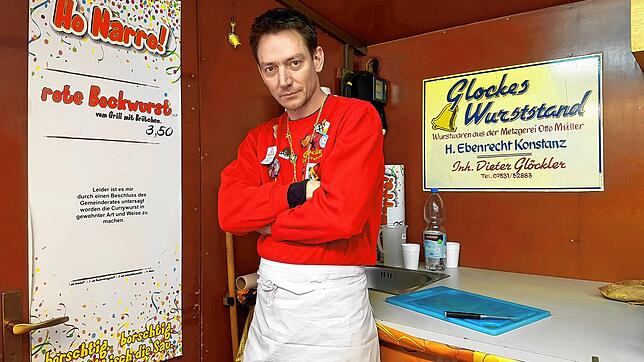 Marcus Glöckler an seinem Wurststand – ohne Currywurst
