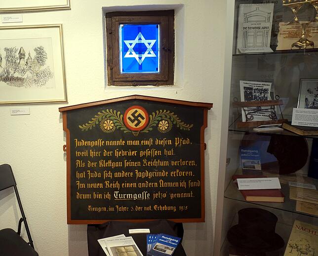 Bedrückendes Exponat im Jüdischen Zimmer: 1935 wurde die Tiengener Judengasse in Turmgasse umbenannt.