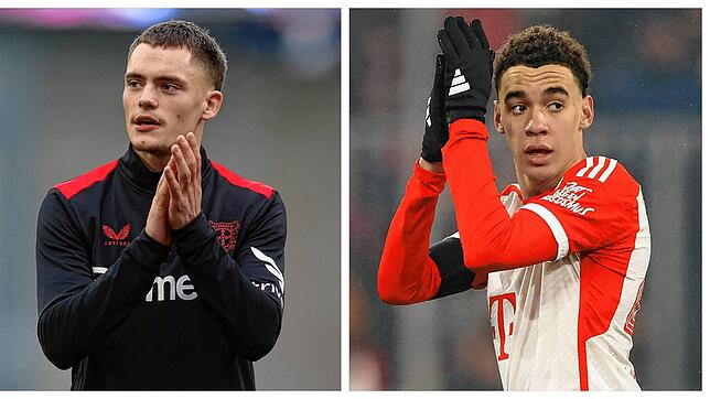 Für ihre Teams unverzichtbar: Florian Wirtz (links) von Bayer Leverkusen und Jamal Musiala vom FC Bayern München.