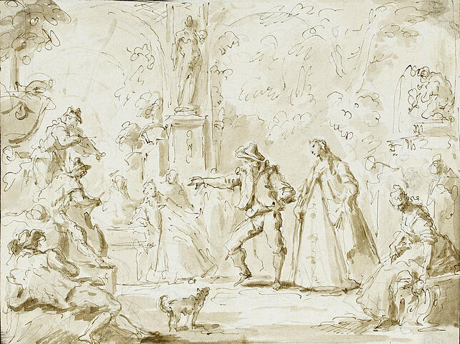 Gaspare Diziani: &bdquo;Fête galante&ldquo; (Gesellschaft im Freien), um 1740/50.
