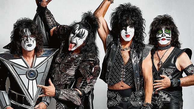Kiss gehen auf ihre letzte große Welttournee. Auf dem Bild: (von links) Tommy Thayer, Gene Simmons, Paul Stanley und Eric Singer.