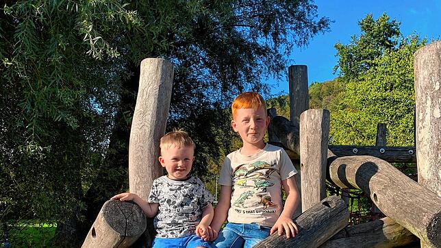 Fynn (7) und Leon (3) sind begeistert vom Spielplatz in der Schmittenau. Neben Klassikern wie Schaukel, Rutsche, Sandkasten und Wippe ...