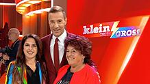 Klein gegen Groß: Entertainer Kai Pflaume stellte sich zum Bild nach der fertiggestellten Sendung mit von links Patrizia Buccoliero und ...