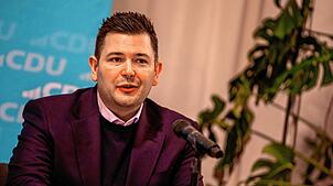 Tobias Vogt (CDU), Abgeordneter des baden-württembergischen Landtags, spricht bei einer Pressekonferenz über das Treffen der Südwest-CDU ...