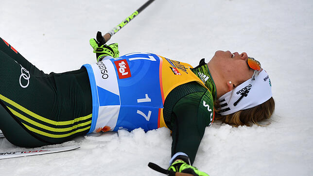 Enttäuscht und am Ende ihrer Kräfte: Sandra Ringwald ist bei der WM in Seefeld im Sprintwettbewerb im Halbfinale gescheitert.
