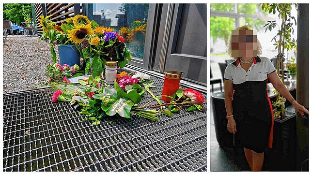 Angehörige und Freunde haben Blumen und Nachrichten vor das Café Seegarten gelegt. Esme E. war sehr beliebt in Kressbronn und Nonnenhorn.