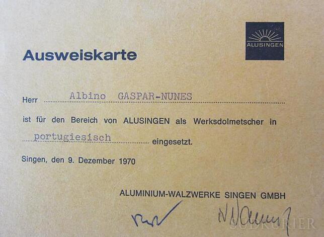 sein Werksdolmetscher-Ausweis