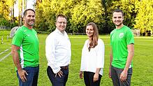 Die Vorstände Olaf Kurth, Sebastian Früh, Sabrina Kurth und Oliver Rösch (von links) freuen sich auf das anstehende 100. Jubiläum der ...
