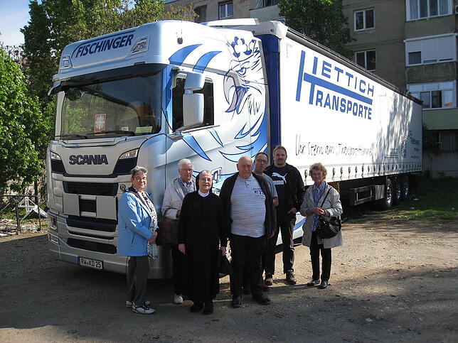 Mit diesem LKW der Firma Hettich, Villingen, wurden rund 20 Tonnen Hilfsgüter nach Rumänien transportiert.