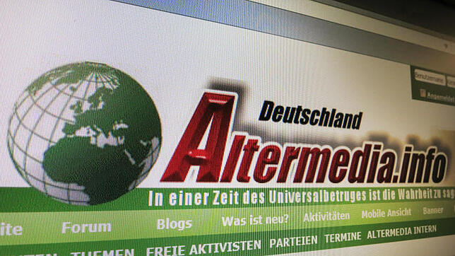 Die Aufnahme vom 27. Januar 2016 zeigt die Startseite des mittlerweile verbotenen rechtsextremen Internetportals «Altermedia» auf einem ...