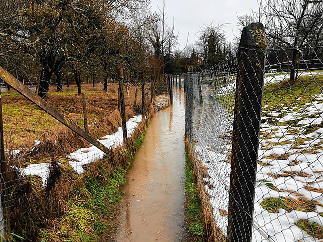 Kein Durchkommen auf dem Spazierweg in Fischbach.
