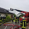 Feuerwehrleute aus Murg und Laufenburg bekämpfen den Brand an der Ringstraße in Niederhof.