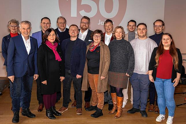 Gemeinderatsfraktion und Ortsvorstand der SPD Konstanz 2023, im 150. Jahr des Bestehens.