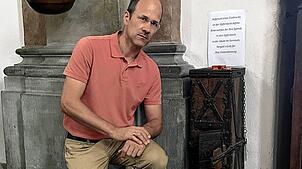 Mesner Michael Jehle fand die aufgebrochenen Opferstöcke in der Basilika Birnau nach dem Einbruch.