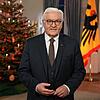 Frank-Walter Steinmeier im Schloss Bellevue beim Halten seiner Weihnachtsansprache.