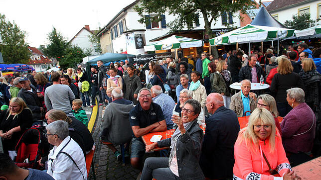 Der Dorfplatz ist weiterhin das Zentrum des Wollmatimnger Dorffestes. Über die Stimmung am Samstagabend (Foto) freuen sich die ...