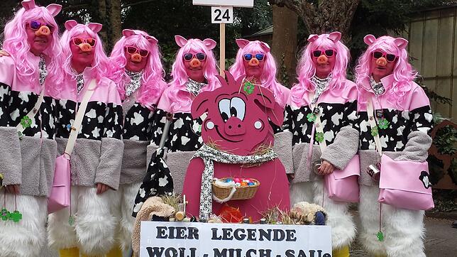 2017 war das erstes Debüt der Böhringer Kleeküh. Ihr Motto war die Eierlegende Wollmichsau mit einem eigenen Bollerwagen.