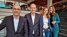 Sie sprachen mit Pressevertretern über die Zukunft von Rolls-Royce Power Systems: Detlef Gagg (Vice President Labor Relations), Thomas ...
