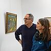 Hansjörg Straub, Vorsitzender des Fördervereins der Galerie Fähnle, Kuratorin Ulrike Niederhofer und Restauratorin Barbara Lorenzer (von ...
