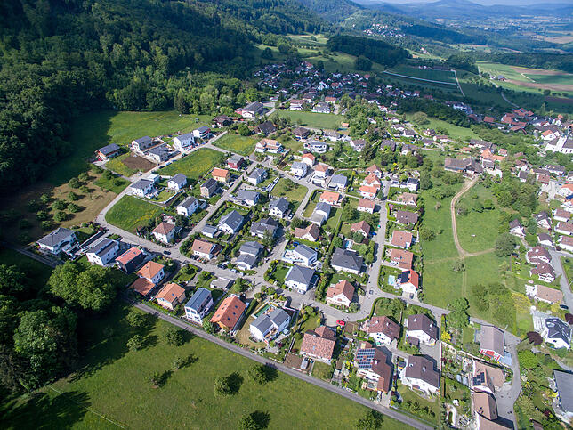 Ein Blick von oben auf Metzerlen-Mariastein im Kanton Solothurn.