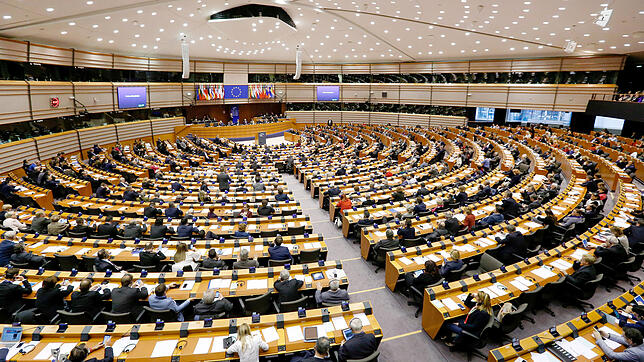 Blick in das Europaparlament während einer Plenarsitzung.Vom 23.05. bis 26. Mai wählen die Bürger von 28 EU-Staaten ein neues Parlament.