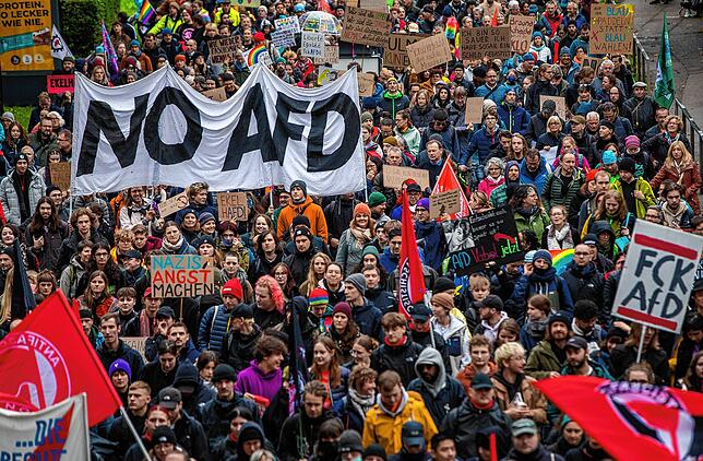 Tausende Menschen demonstrieren in Ulm gegen die AfD – Parteichefin Weidel ist das jedoch egal.