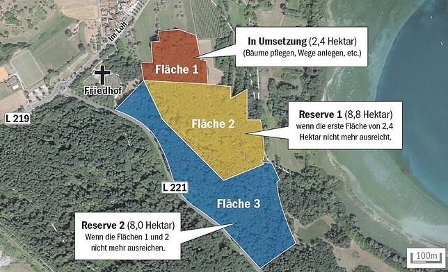 Bild 3: Bei Litzelstetten entsteht ein neuer Ruhewald entstehen – denn immer mehr Menschen wollen nicht im Sarg auf dem Friedhof bestattet werden