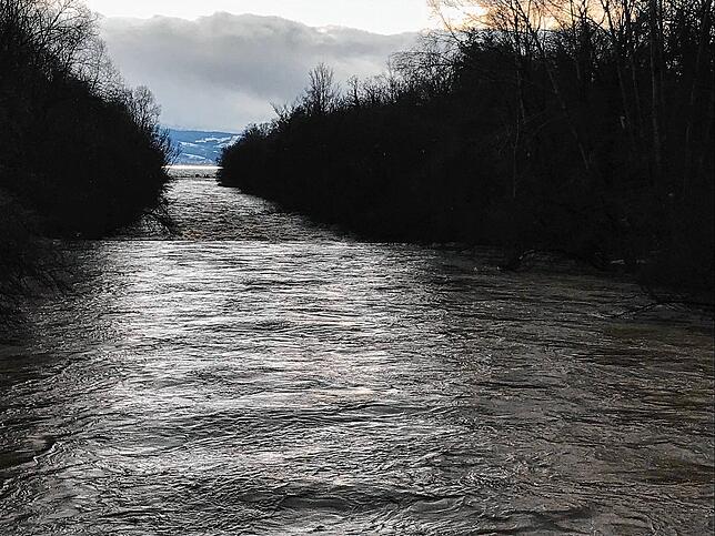 Bild 9: Hochwasser: Tauwetter und Regen führen zu Überflutungen. Eindrücke von den Ufern der Rotach, der Brunnisach und der Argen