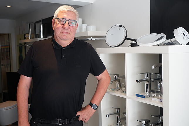 Kreishandwerksmeister Thomas Kaiser in seinem Sanitär-Fachgeschäft in der Rheinstraße in Waldshut.