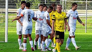 Jubel bei den Villingern Spielern nach dem Treffer zum 2:0 durch Fabio Pfeifhofer (rechts). Foto: Eugen Fischer