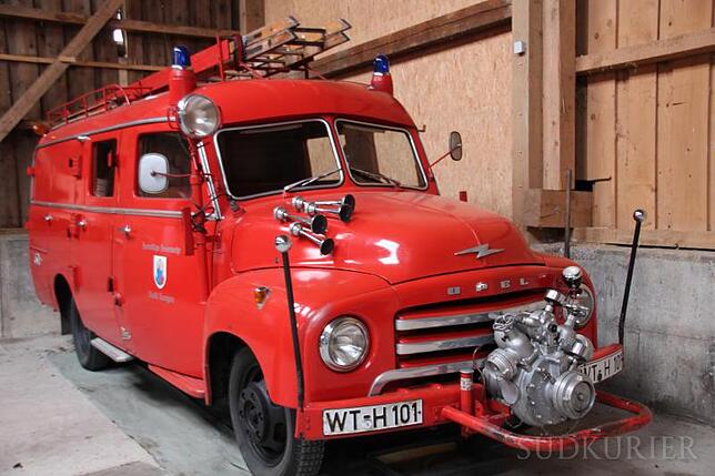 Der Blitz: Das Löschfahrzeug LF 8 TS ist ein Opel Blitz, der von 1956 bis in die 1990er Jahre der Feuerwehr Tiengen diente.