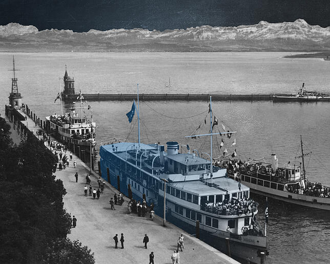 Georg Elser kam mit dem Dampfer aus Friedrichshafen. Blick auf den Konstanzer Hafen der damaligen Zeit.
