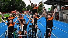 Auch mit dem Rad ging es sportlich zu beim 32. Spielfest des TV Rheinfelden und der Sparkasse Lörrach-Rheinfelden im Europastadion ...