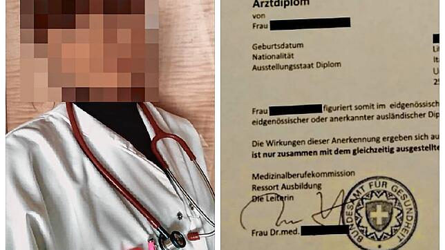 Daria Z. posierte auch in ihren Bewerbungsunterlagen im Arztkittel. Daneben ein gefälschtes Diplom, das der Frau die Zulassung als ...