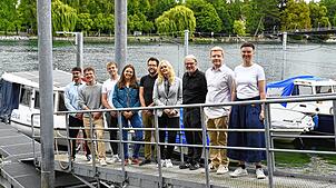 Sie haben gemeinsam eine Wetterplattform für die Region entwickelt (von links): Lukas Epple, Lukas Benner, Elijah Stauss, Maren Franke, ...